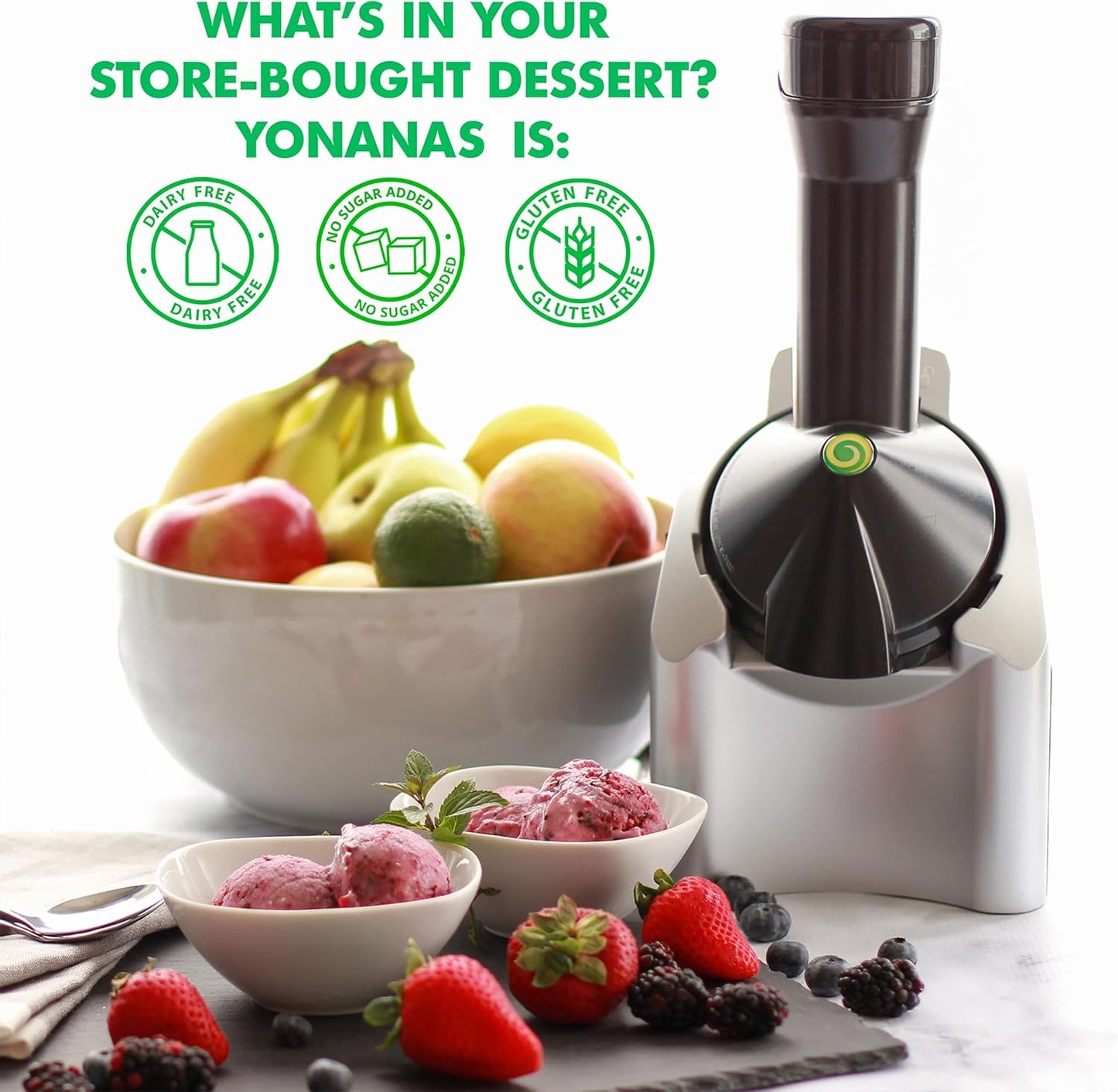 Yonanas Clásica - Máquina para Postres Saludables de Frutas Congeladas | 200W - Color Plata